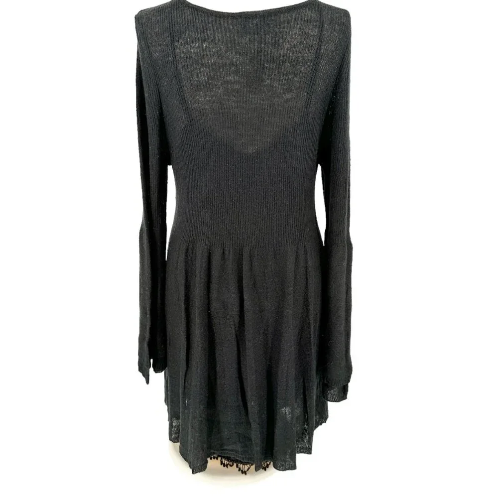 Venus Black Ribbed Knit Long Sleeve Sweater Dress 2X Flared Hem Lightweight NWT - Picture 10 of 16